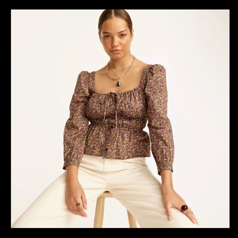 J Crew Liberty Busy Izzy Cinched Waist Top NWT